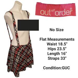 Black And Red Plaid Suspender Skirt Punk Goth 37" Waist